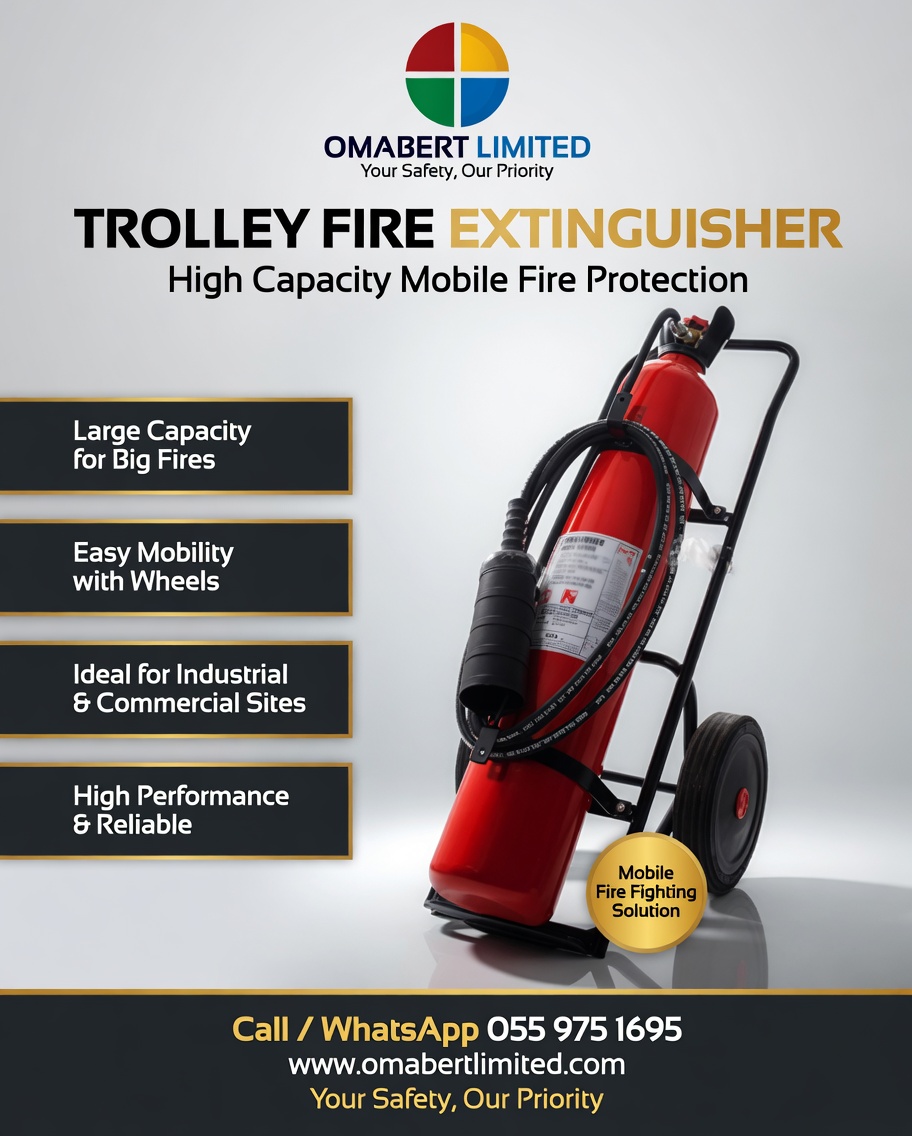 Trolley-mounted wheeled fire extinguisher — 25–100kg mobile unit